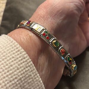 Pandora Silver Link Bracelet with Multicolor Enamel Accents